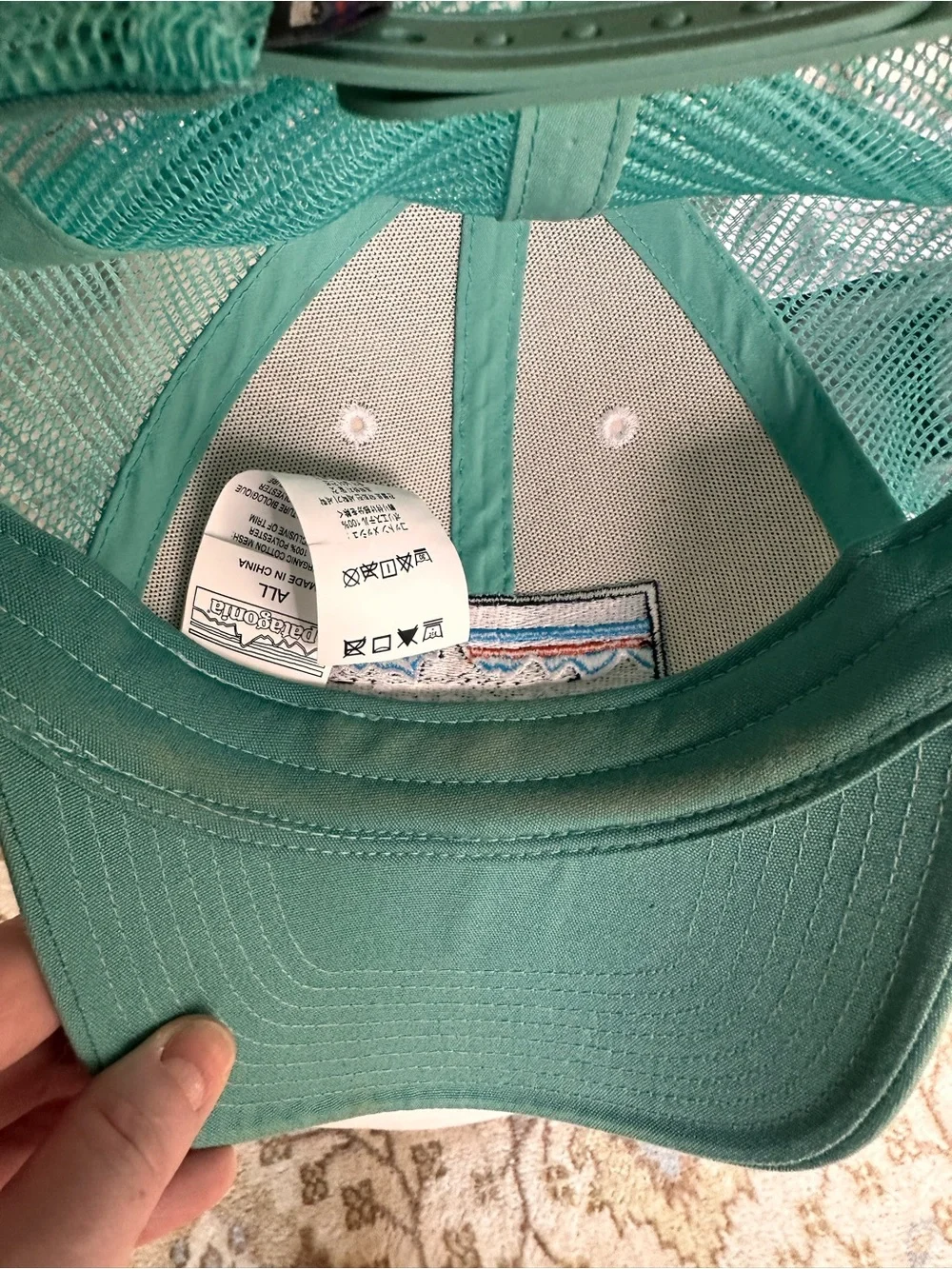 Patagonia Teal and White Mesh Trucker Hat - Picture 3 of 5
